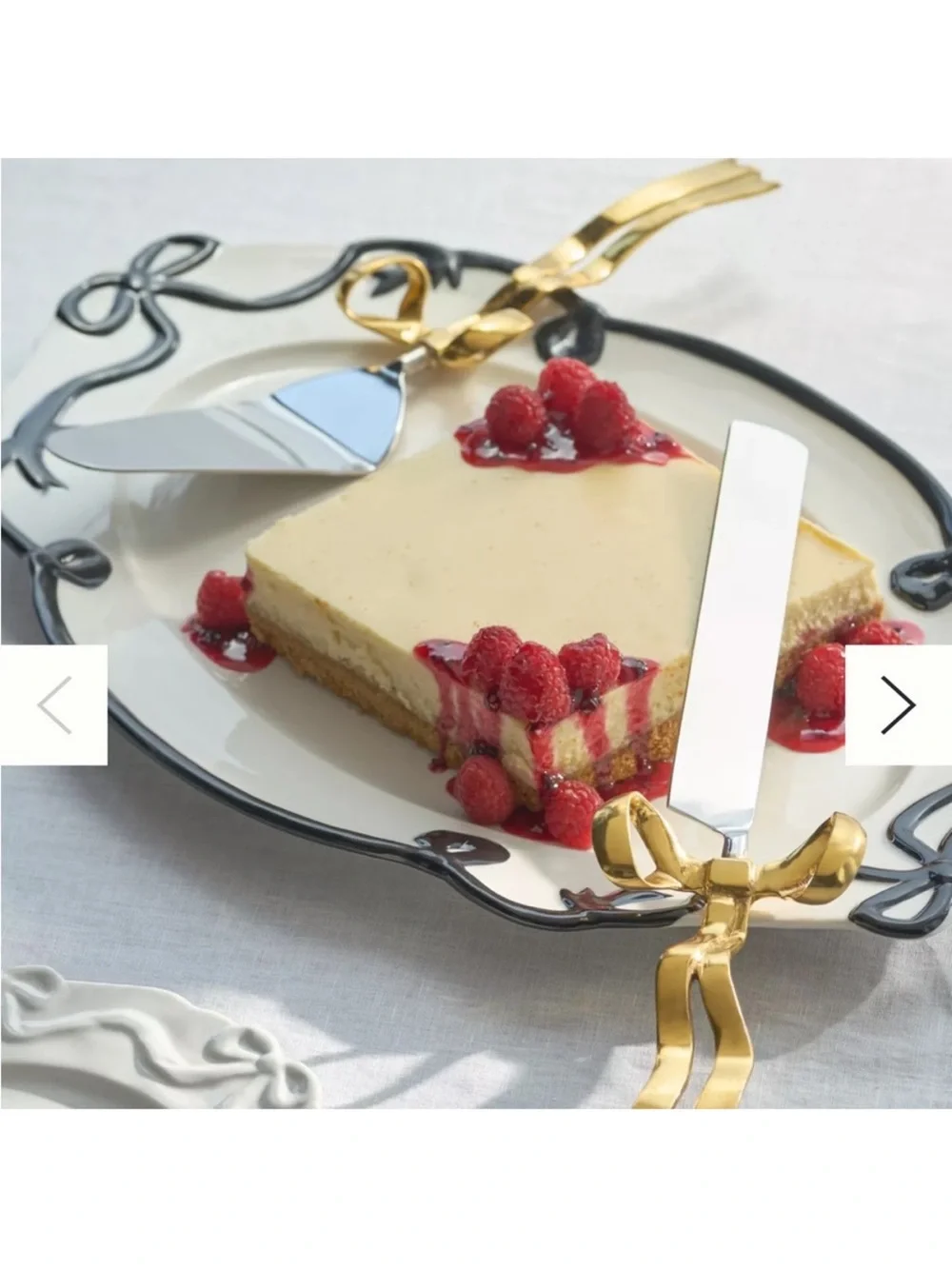 Anthropologie Benedita Stainless Steel Bow Cake Serve Set Metal Gold Silver NEW